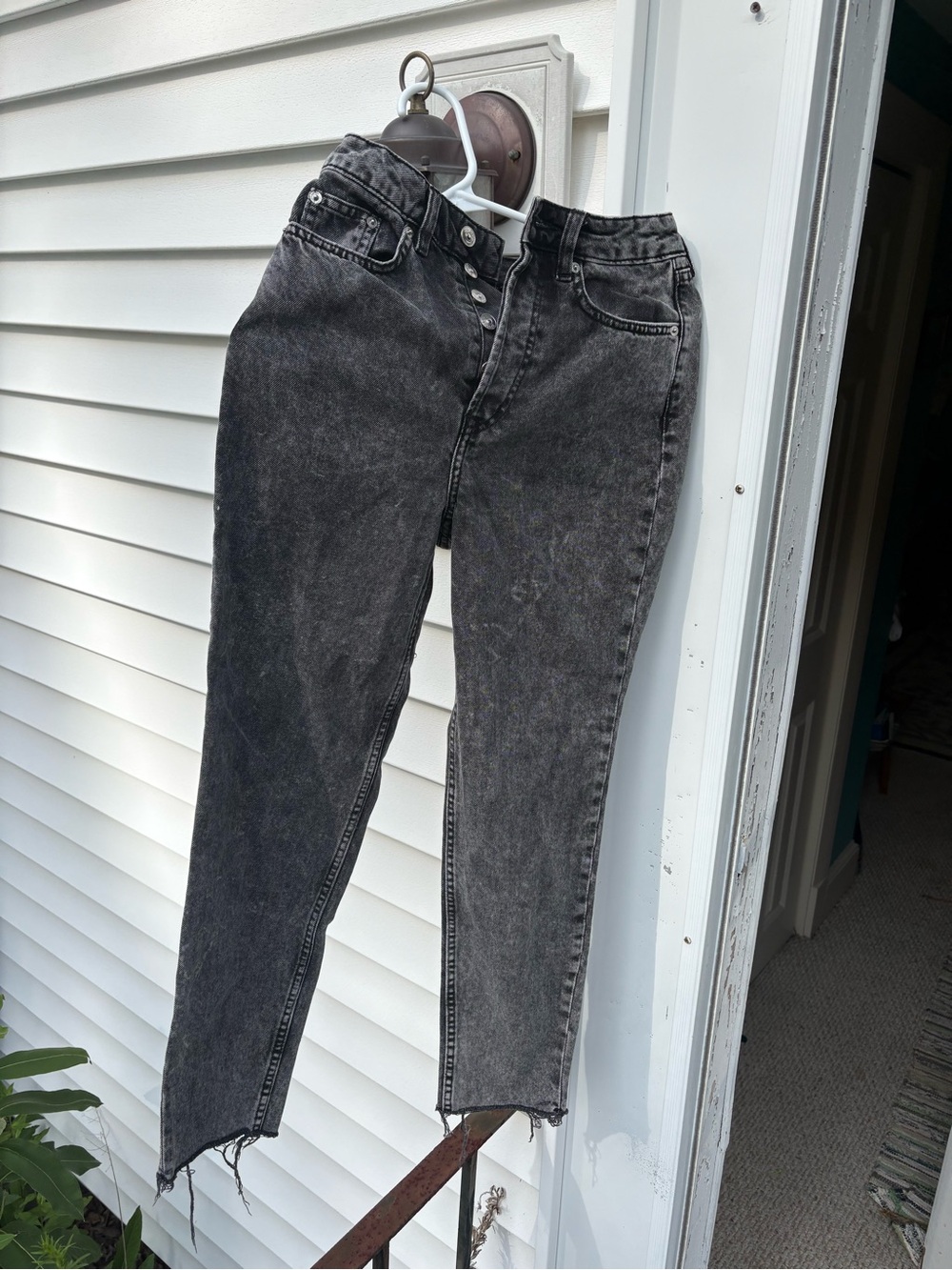 High-Rise Acid Washed Black Women's Jeans